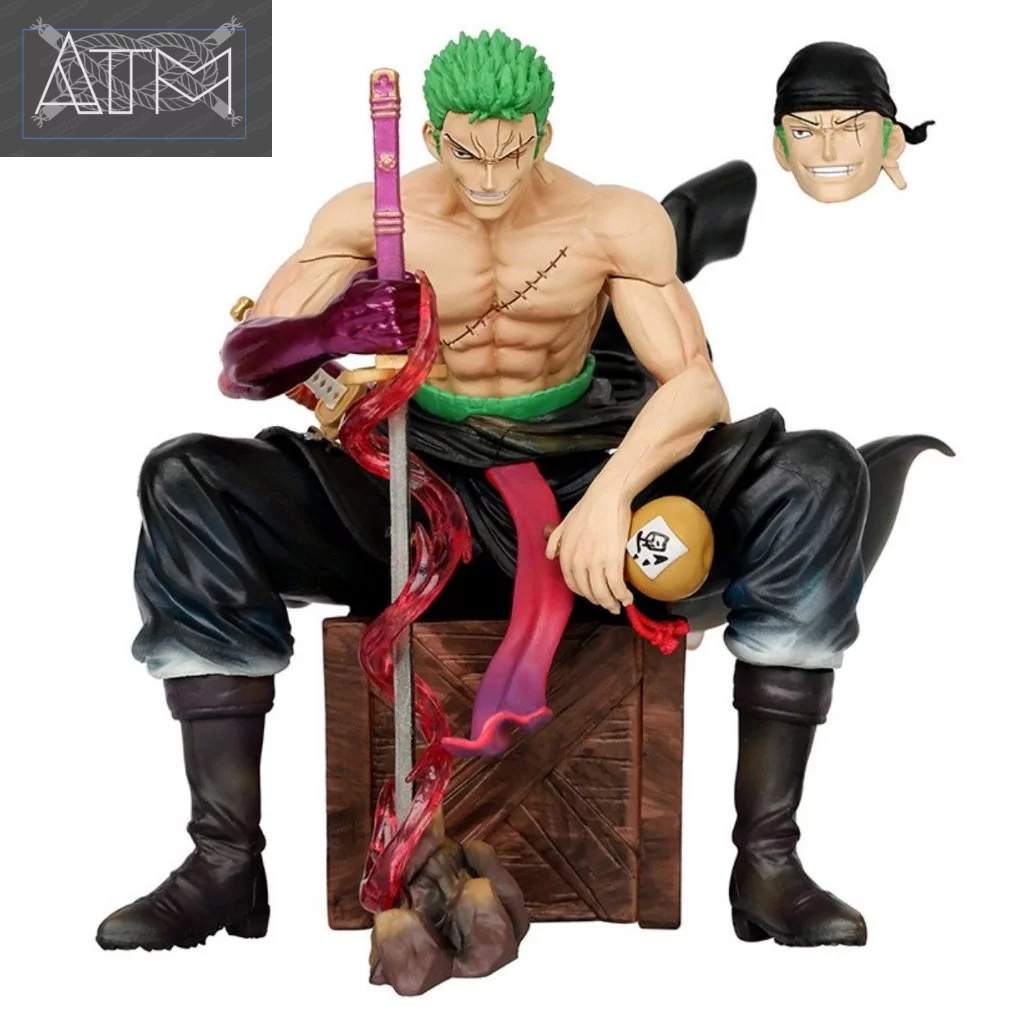 Mô Hình OnePiece Zoro cầm kiếm enma ngồi - Cao 14,5cm - rộng 13cm - nặng 520gram