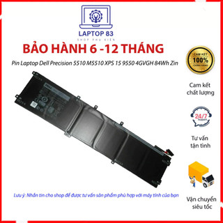 Pin laptop dell precision 5510 m5510 xps 15 9550 4gvgh 84wh zin