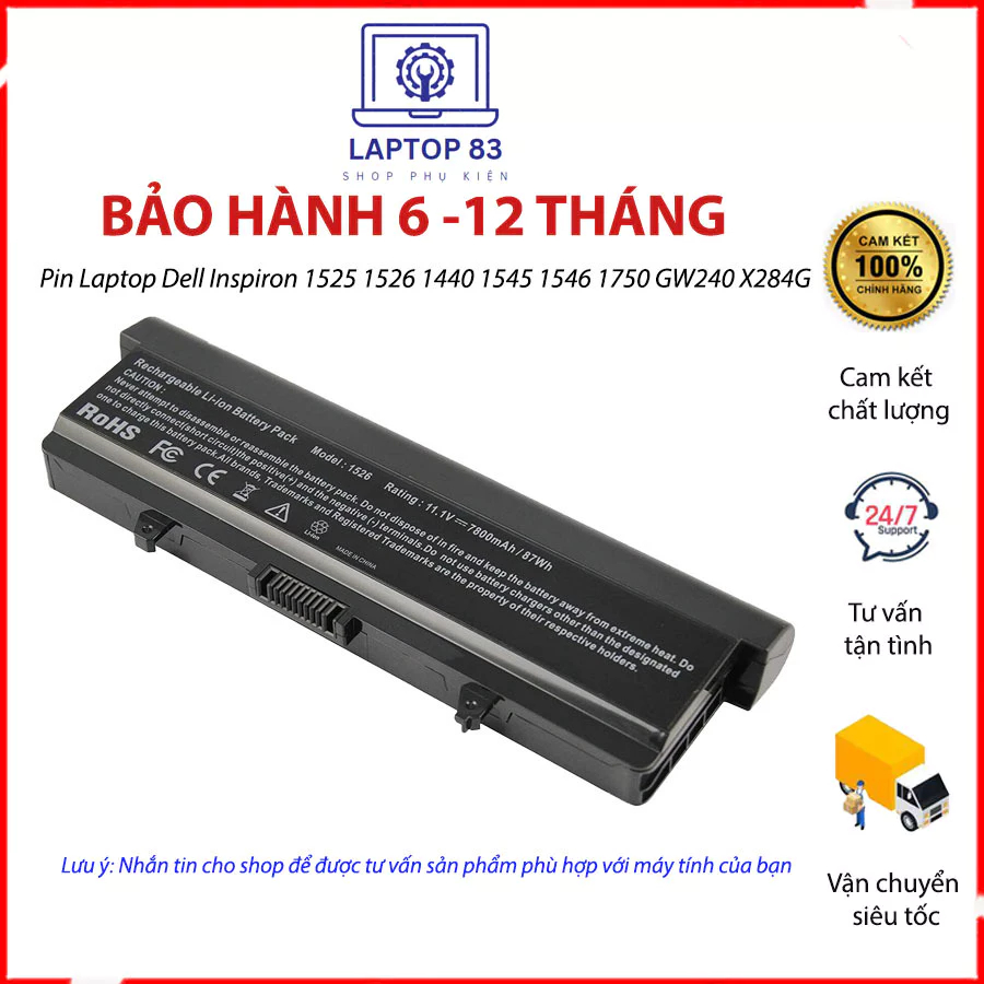 Pin Laptop Dell Inspiron 1525 1526 1440 1545 1546 1750 GW240 X284G cho Dell Inspiron 1525 1526 1545 