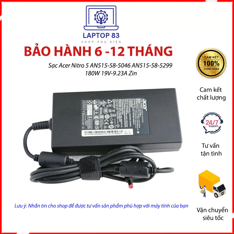 Sạc Acer Nitro 5 AN515-58-5046 AN515-58-5299 180W 19V-9.23A Zin
