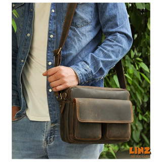 Túi đeo chéo da sáp liinz leather l6034 da bò thật nguyên tấm