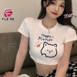 Áo Croptop CÚN HAPPY PLANET Chất Thun Borip Kiểu In Hình Sexy BM00_BM72, Áo Thun Croptop Tay Ngắn Cổ Tròn Nữ Ôm Body Đẹp