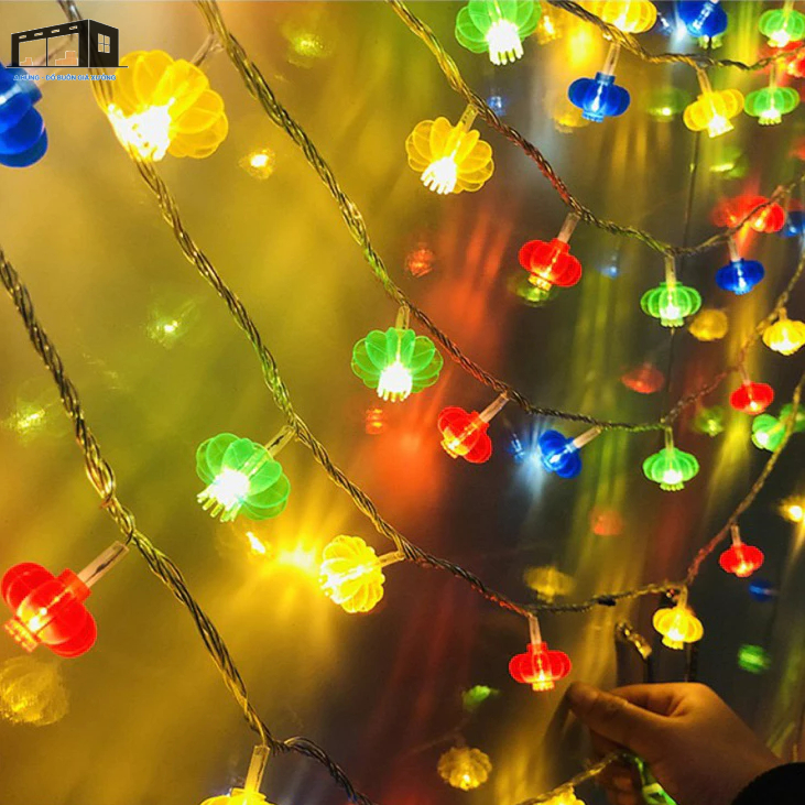 Đèn Led hình Đèn Lồng 8 khía dài 10M nhiều chế độ nhấp nháy treo cây trang trí Tết