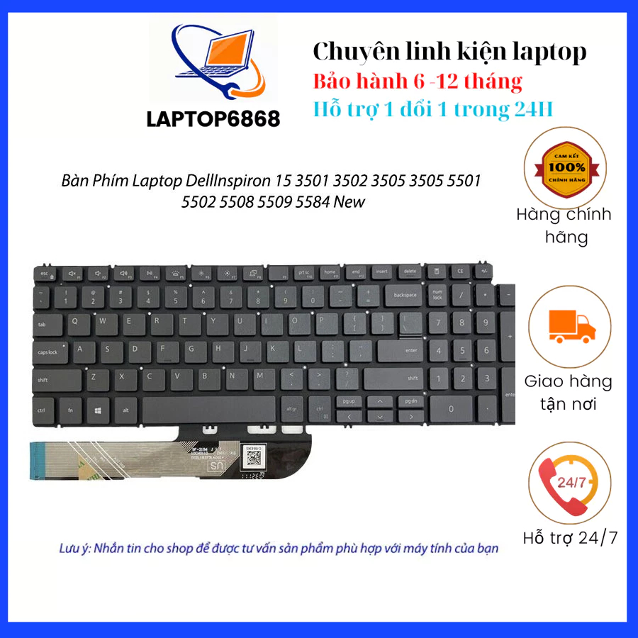 Bàn Phím Laptop Dell Inspiron 15 3501 3502 3505 3505 5501 5502 5508 5509 5584 New