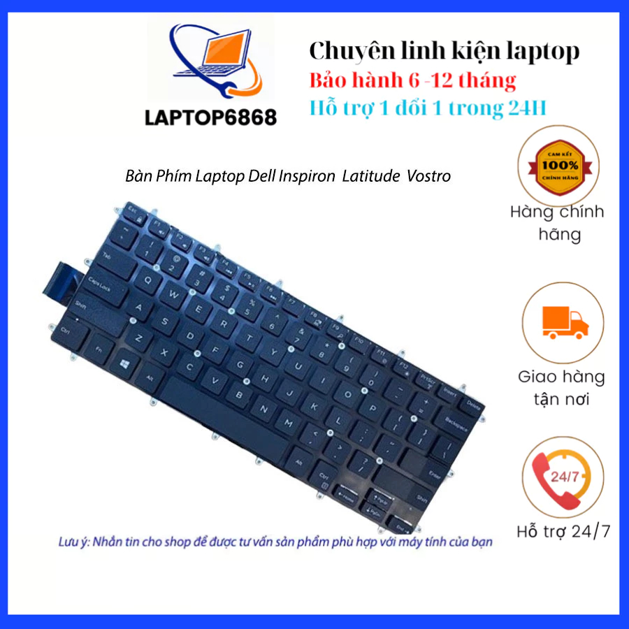 Bàn Phím Laptop Dell Inspiron 7466 15-5000 3493  5373 5378  Latitude 13 14 3379 3490 7368 Vostro 14 3480 3490 5468