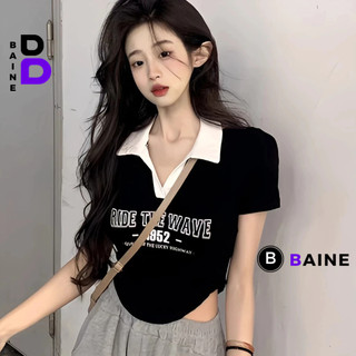 Áo Croptop Ôm Body CỔ BẺ 1952 RIDE THE WAKE Đẹp Sexy Nữ, Áo Thun Tay Ngắn Chất Borip Kiểu In Họa Tiết