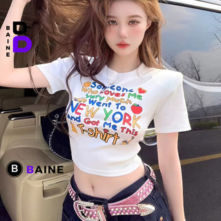 Áo Croptop Ôm Body NEW YORK Đẹp Sexy Nữ, Áo Thun Chất Borip Kiểu In Họa Tiết Thời Trang Hàn Quốc BAINE