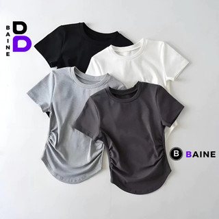 Áo Croptop TAY NGẮN CỔ TRÒN VẠT BẦU Chất Thun Borip Kiểu Sexy Nữ, Áo Thun Ôm Body Đẹp Tôn Dáng BAINE