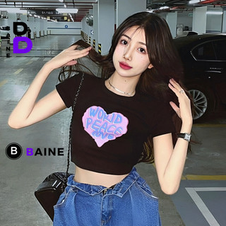 Áo Croptop Nữ HÌNH TIM VOP Chất Thun Borip Kiểu Sexy Nữ, Áo Thun Ôm Body In Hoạ Tiết Đẹp Tôn Dáng BAINE
