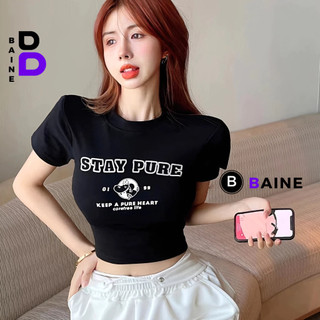 Áo Croptop Nữ STAY PURE Chất Thun Borip Kiểu Sexy Nữ, Áo Thun Ôm Body In Hoạ Tiết Đẹp Tôn Dáng BAINE