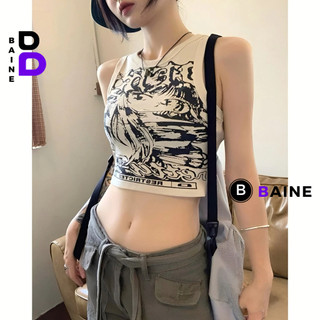 Áo Croptop Nữ BA LỖ TRUYỆN TRANH Chất Thun Gân Kiểu Sexy Nữ, Áo Thun Ôm Body In Hoạ Tiết Đẹp Tôn Dáng BAINE