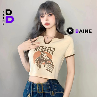 Áo Croptop WEEKEEP CỔ BẺ Tay Ngắn Chất Thun Borip Kiểu Sexy Nữ, Áo Thun Ôm Body In Hoạ Tiết Đẹp Tôn Dáng BAINE