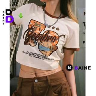 Áo Croptop Nữ BEER SAO Chất Thun Borip Kiểu Sexy Nữ, Áo Thun Ôm Body In Hoạ Tiết Đẹp Tôn Dáng BAINE