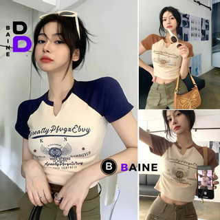 Áo Croptop Cổ Xẻ V Tay Ngắn AGREATLY Chất Thun Borip Kiểu Sexy Nữ, Áo Thun Ôm Body In Hoạ Tiết Đẹp Tôn Dáng BAINE