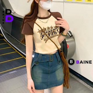 Áo Croptop Cổ Tròn Tay Ngắn BEER BRO Chất Thun Borip Kiểu Sexy Nữ, Áo Thun Ôm Body In Hoạ Tiết Đẹp Tôn Dáng BAINE