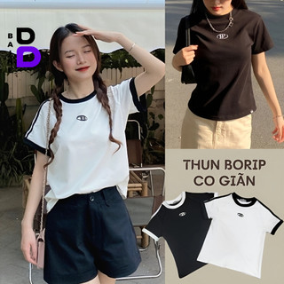 Áo Thun BABY TEE Nữ Nhiều Mẫu Ôm Body Chất Borip Cotton Co Giãn Tốt, Áo Baby Tee Nữ Tay Ngắn Cổ Tròn Dáng Dài BAINE