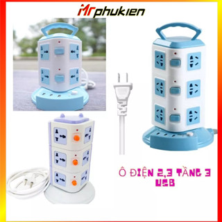 Ổ CẮM ĐIỆN 3 TẦNG CÔNG TẮC RIÊNG MỖI TẦNG, 2500W 11 Ổ CẮM ĐIỆN ĐA NĂNG, 2 CỔNG SẠC USB - MrPhuKien