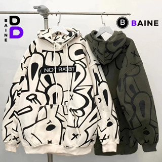  Áo Khoác HOODIE NOT RABBIT In Họa Tiết Chất Nỉ Bông BM00_BM155 Áo Hoodie Mũ Hai Lớp Form Rộng Unisex Nam Nữ BAINE 