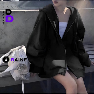 Áo Khoác Nỉ Hoodie TAY PHỒNG Form Rộng  Zip Trơn Nam Nữ BASIC Ulzzang BAINE