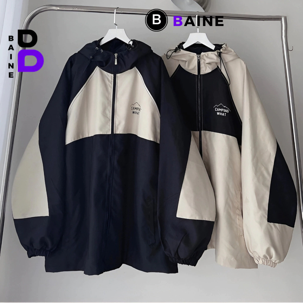 Áo Khoác Bomber Dù CAMPING WHAT Nam Nữ Form Rộng 2 Lớp, Áo Khoác Phối Cao Cấp Ulzzang Unisex BAINE