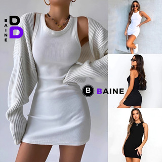 Đầm Váy Body BA LỖ Nữ Chất Thun Gân Sát Nách Kiểu Ôm Body Gợi Cảm Sexy BAINE