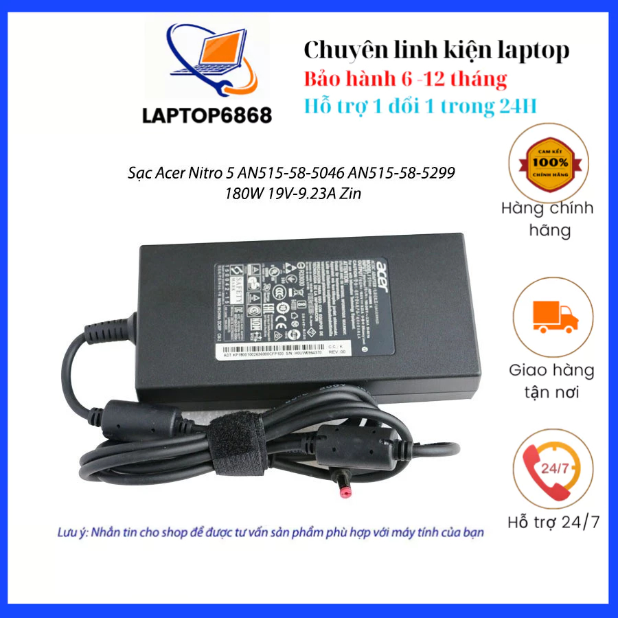 Sạc Acer Nitro 5 AN515-58-5046 AN515-58-5299 180W 19V-9.23A Zin