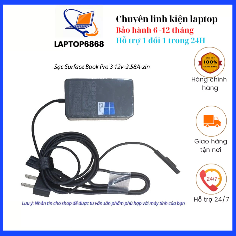 Sạc Surface Book Pro 3 12v-2.58A-zin