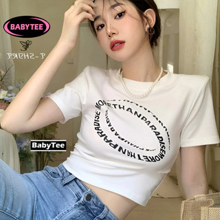 Áo Croptop ôm body nữ CHỮ TRÒN cổ tròn tay ngắn BABYTEE, Áo thun crt kiểu sexy in chất borip đẹp