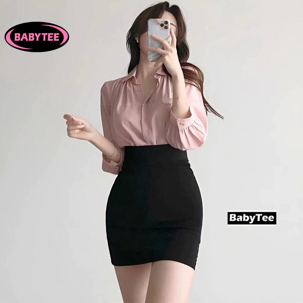 Chân váy CÔNG SỞ Xẻ Tà Nữ BABYTEE, Chân váy kiểu thanh lịch nhẹ nhàng cơ bản chất mango cực đẹp