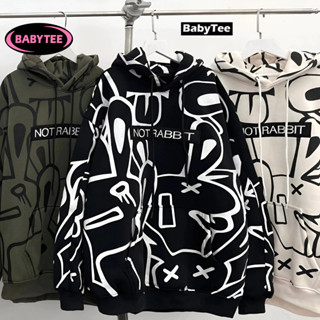  Áo Khoác HOODIE NOT RABBIT In Họa Tiết Chất Nỉ Bông BM00_BM155 Áo Hoodie Mũ Hai Lớp Form Rộng Unisex Nam Nữ BABYTEE 