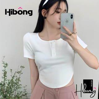 Áo croptop nữ tay ngắn cổ vuông cài nút vạt bầu kiểu trơn basic, áo thun nữ ôm body chất gân co giãn tôn dáng hibong