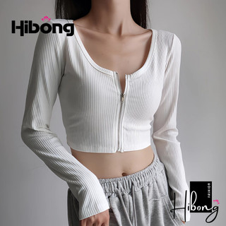 Áo croptop tay dài dây kéo ngực cổ vuông chất thun gân, áo thun ôm body kiểu sexy nữ đẹp tôn dáng hibong