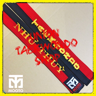 Đai Taekwondo Đỏ Đen 💢 MOOTO 💢 Miễn Phí Thêu Tên x UnionTaekwondoSHOP Black Belt