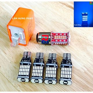 SIÊU SALE-【COMBO 4 BÓNG LED T15 + 1 CỤC CHỚP+ 1 HẬU AUDI  Đèn xi nhan xe máy, xi nhan led chân T15, đèn lùi cho xe máy