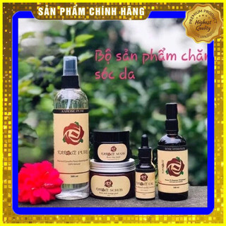 Bộ chăm sóc da organic karose: nước hoa hồng, nước lau mặt, mặt nạ, tẩy da chết, dầu dưỡng x
