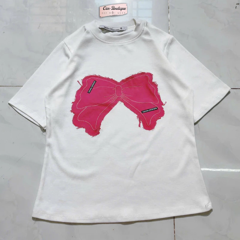 Áo thun nữ zip phối jean tay ngắn ,Áo baby tee họa tiết nhẹ nhàng Cun Boutique AMB0 phong cách hàn quốc