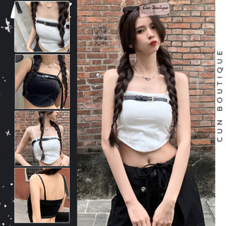 Áo 2 Dây / Áo cup ngực mặc được 2 kiểu Cunboutique có lót trong kèm mút +Dây Đai Y Hình MAH3N