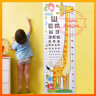 Decal dán tường thước đo chiều cao và thị lực cho bé