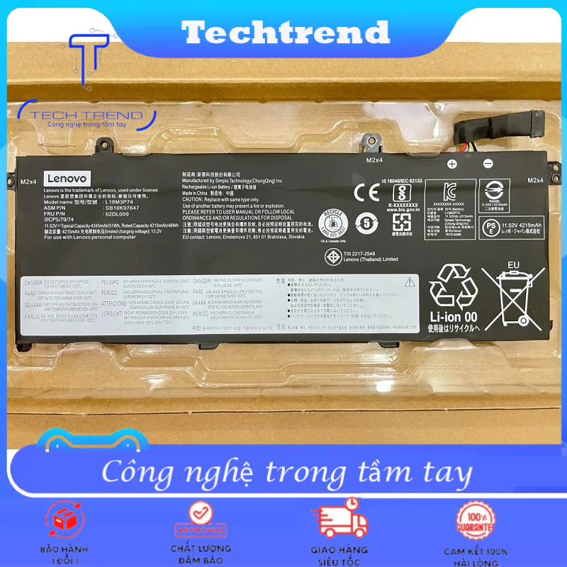 Pin laptop tương thích Lenovo ThinkPad T490 T495 P43S, Thinkpad T14 Gen 1, T14 Gen 2 L18M3P73 L18M3P