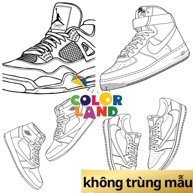 Giày Nike Air Jordan - Set 30 Tờ Tranh Tô Màu A4 A5 Dành Cho Màu Sáp, Màu Chì - TRANH TÔ MÀU COLOR LAND