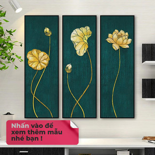 Bộ Tranh In Canvas Treo Tường Đức Phật và Hoa Sen Tranh Hoa Sen Tay Phật Decor Trang Trí Nhà Cửa Kèm Khung