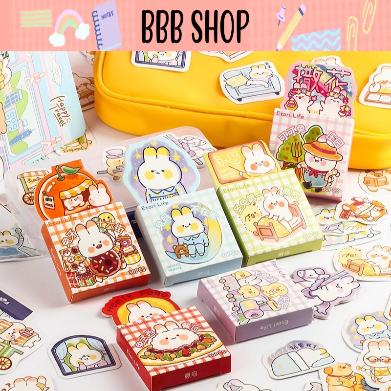 Hộp Sticker Mini 40/45 Miếng Trang Trí Nhân Vật Hoạt Hình Cute - Học Sinh Cấp 2 - Học Sinh Cấp 3 - S