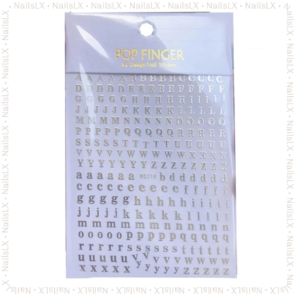 Sticker chữ alphabet dán móng trang trí nail (Tấm)