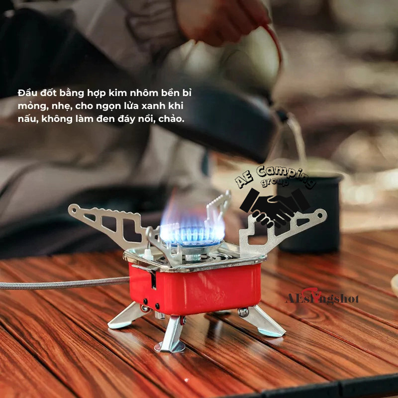 Bếp ga du lịch mini dã ngoại gấp gọn tiện lợi ,có van điều chỉnh ga cao cấp