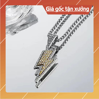 Dây chuyền unisex tia chớp đính full đá có bảo hành.