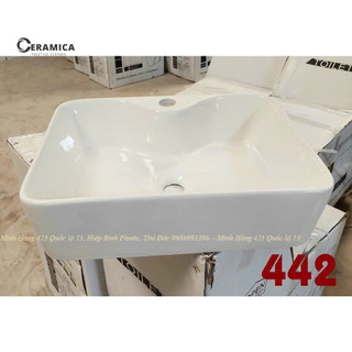 Chậu rửa mặt rửa tay lavabo chữ nhật đặt bàn đá - hàng chính hãng bảo hành 10 năm