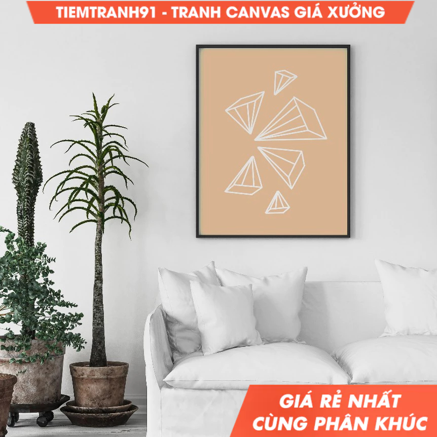 Tranh treo tường, Geometric wall art, abstract, vertical poster, 3D shapes, minimalist brown art, mo