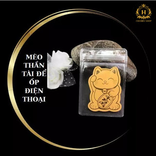 Linh phù mèo thần tài mạ vàng chiêu tài chiêu lộc may mắn bình an