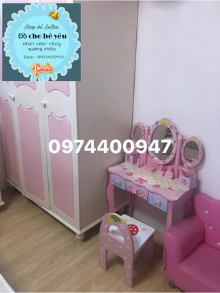 Bàn trang điểm gỗ mẫu lớn cho bé oder