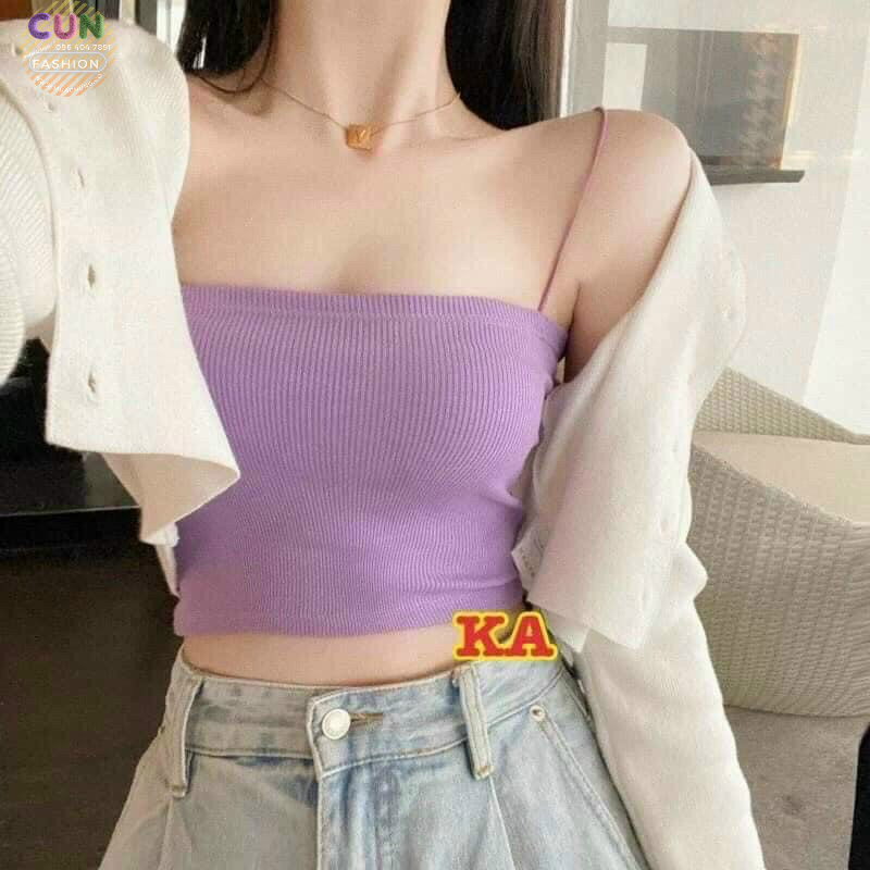 Áo 2 dây sợi bún chất cotton from vừa cho nữ dưới 55kg nhiều màu